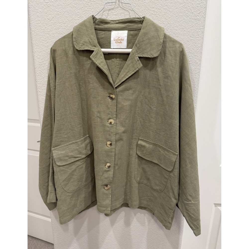 The Lullaby Club Avalon Button Up Shirt Womens Size XS Green Cotton Maternity